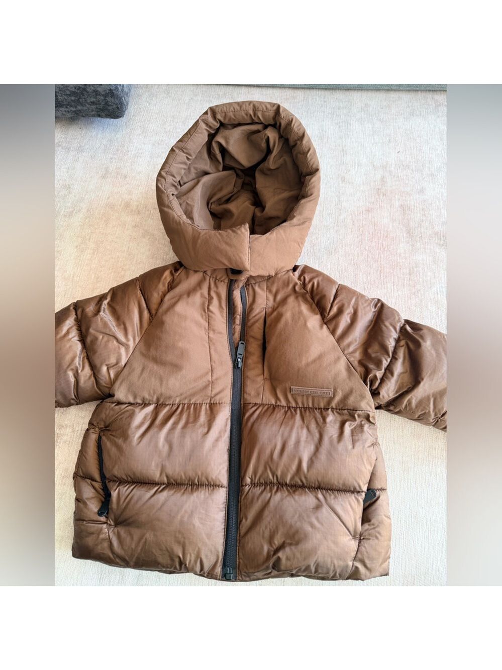 Zara Kids Chocolate Brown Water Repellant Puffer Jacket 1.5 Years - Picture 2 of 5
